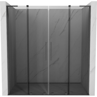 Posuvné sprchové dvere Mexen Velar L Duo 180 cm, grafit, kartáčovaná pištoľovo sivá - 871-180-003-42-66