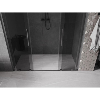 Posuvné sprchové dvere Mexen Velar L Duo 180 cm, grafit, kartáčovaná pištoľovo sivá - 871-180-003-42-66