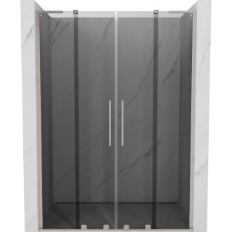 Posuvné sprchové dvere Mexen Velar L Duo 150 cm, grafit, kartáčovaný nikel - 871-150-003-42-97