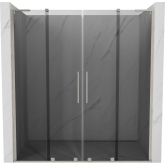 Posuvné sprchové dvere Mexen Velar L Duo 170 cm, grafit, kartáčovaný nikel - 871-170-003-42-97