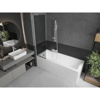 Vaňová zástena Mexen Next L s jedným krídlom 50 x 150 cm, grafitová, biela - 895-050-000-03-40-20