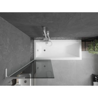 Vaňová zástena Mexen Next L s jedným krídlom 60 x 150 cm, grafitová, biela - 895-060-000-03-40-20