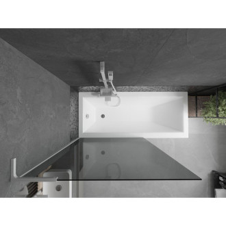 Vaňová zástena Mexen Next L s jedným krídlom 100 x 150 cm, grafitová, biela - 895-100-000-03-40-20