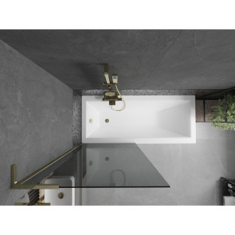 Vaňová zástena Mexen Next L s jedným krídlom 80 x 150 cm, grafitová, zlatá - 895-080-000-03-40-50