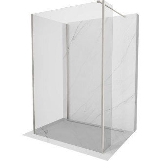 Mexen Kioto Sprchová zástena 130 x 90 x 40 cm, priehľadná, kartáčovaný nikel - 800-130-090-221-97-00-040