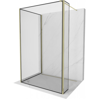 Mexen Kioto Sprchová zástena 140 x 80 x 40 cm, čierny rám, zlatá - 800-140-080-221-50-70-040