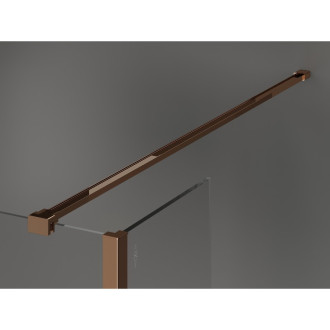 Mexen Kioto Sprchová zástena 100 x 70 x 40 cm, čierny rám, ružové zlato - 800-100-070-221-60-70-040