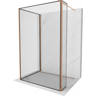 Mexen Kioto Sprchová zástena 100 x 90 x 40 cm, čierny rám, ružové zlato - 800-100-090-221-60-70-040