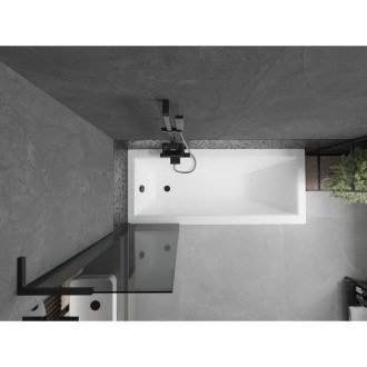 Vaňová zástena Mexen Next L s jedným krídlom 50 x 150 cm, grafitová, čierna - 895-050-000-03-40-70