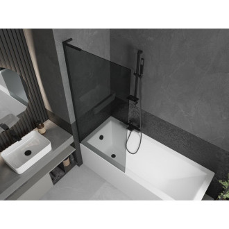 Vaňová zástena Mexen Next L s jedným krídlom 80 x 150 cm, grafitová, čierna - 895-080-000-03-40-70