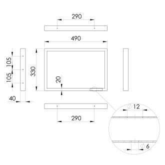 Podpěrná konzole 490x330x40 mm, ocel, chrom, 1 ks 30374 30374 50719