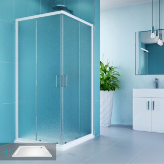 Mereo Kora sprchovací kút obdiel. 90x80x185 sklo Grape 5 mm, vanička mramor, sifón CK34121ZM