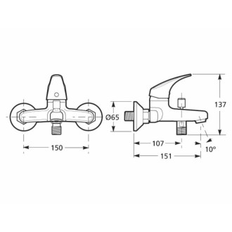 Vanová baterie Jika Targa bez sprchového setu 150 mm chrom H3211N70044001