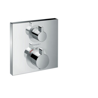 Termostatická batéria pod omietku Hansgrohe Ecostat Square s uzatváracím ventilom a reguláciou prietoku, chróm 15714000