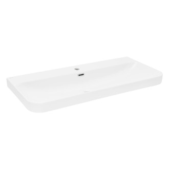 Nábytkové umyvadlo SAT Fusion 100,6x46 cm bílé matné, otvor pro baterii uprostřed SATFUS10046MW
