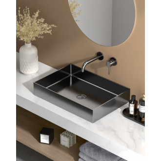 Umyvadlo na desku v barvě gun metal SAT Aurum 55x38 cm bez přepadu SATAUR5538BGM