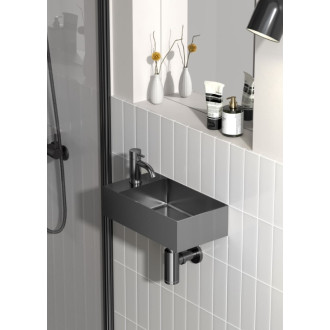 Závěsné umývátko v barvě gun metal SAT Aurum 36x18 cm bez přepadu SATAUR3618BGM