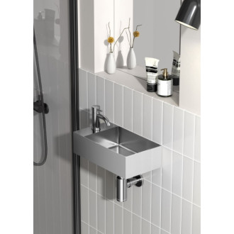 Závěsné umývátko v barvě nerezu SAT Aurum 36x18 cm bez přepadu SATAUR3618BS