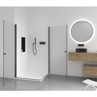CERANO - Sprchovací kút Antelo Duo Ľ/P - 6 mm - čierna matná, transparentné sklo - 110x100x190 cm - otočný