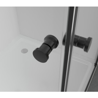 CERANO - Sprchovací kút Antelo Duo Ľ/P - 6 mm - čierna matná, transparentné sklo - 110x100x190 cm - otočný