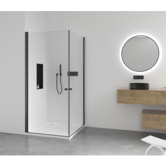 CERANO - Sprchovací kút Antelo Duo Ľ/P - 6 mm - čierna matná, transparentné sklo - 80x75x190 cm - otočný