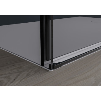 CERANO - Sprchovací kút Santoro Ľ/P - 8 mm - čierna matná, grafitové sklo - 110x80x195 cm - posuvný