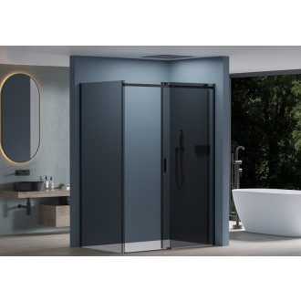 CERANO - Sprchovací kút Santoro Ľ/P - 8 mm - čierna matná, grafitové sklo - 110x80x195 cm - posuvný
