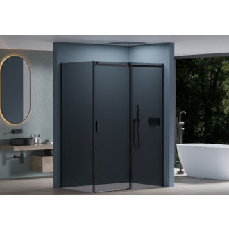 CERANO - Sprchovací kút Santoro Ľ/P - 8 mm - čierna matná, grafitové sklo - 110x80x195 cm - posuvný