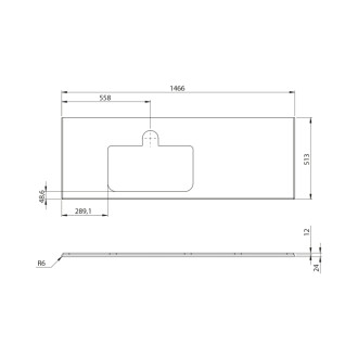 BRAHEA deska rockstone s otvorem 146,6x51,5cm, levá, bílá mat BT147-0101-L 55309