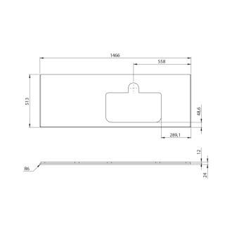 BRAHEA doska rockstone s otvorom 146,6x51,5cm, pravá, biela mat BT147-0101-R 55310