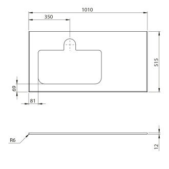 BRAHEA deska rockstone s otvorem 101x51,5cm, levá, bílá mat BL101-0101-L-70 58654