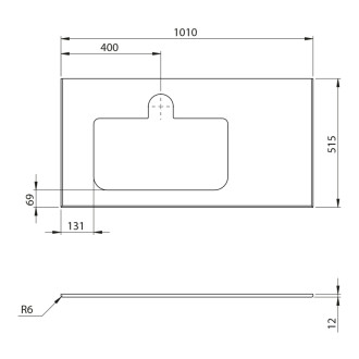 BRAHEA deska rockstone s otvorem 101x51,5cm, levá, bílá mat BL101-0101-L-80 58655