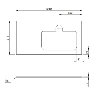 BRAHEA deska rockstone s otvorem 101x51,5cm , pravá, bílá mat BL101-0101-R-70 58656