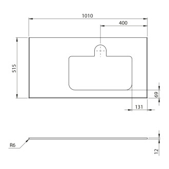BRAHEA deska rockstone s otvorem 101x51,5cm, pravá, bílá mat BL101-0101-R-80 58657