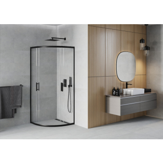 MEXEN RIO sprchovací kút štvrťkruh 80x80x190 cm 5mm čierna-číre 863-080-080-70-00