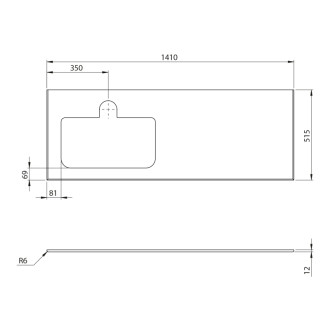 BRAHEA deska rockstone s otvorem 141x51,5cm (70+70cm), levá, bílá mat BL141-0101-L 58661