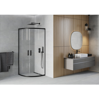 MEXEN RIO sprchovací kút štvrťkruh 80x80x190 cm 5mm čierna-číre 863-080-080-70-00
