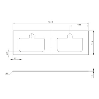 BRAHEA deska rockstone se 2 otvory 161x51,5cm (80+80cm), bílá mat BL161-0101-80 58664