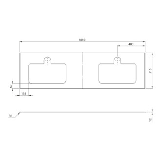 BRAHEA deska rockstone se 2 otvory 181x51,5cm (80+20+80cm), bílá mat BL181-0101-80 58666
