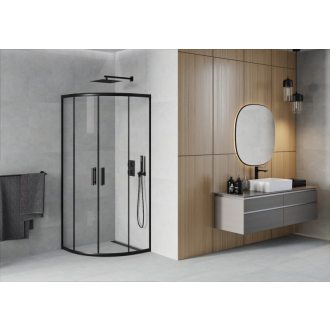 MEXEN RIO sprchovací kút štvrťkruh 80x80x190 cm 5mm čierna-číre 863-080-080-70-00