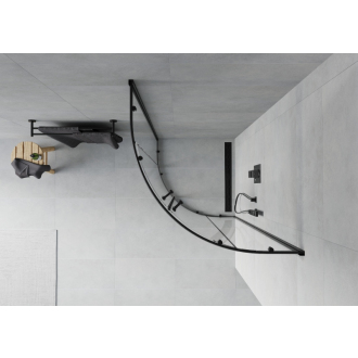 MEXEN RIO sprchovací kút štvrťkruh 80x80x190 cm 5mm čierna-číre 863-080-080-70-00