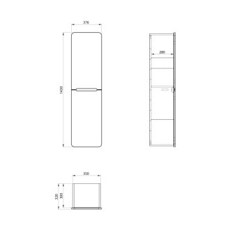 KERALA skříňka vysoká 38x143x32cm, levá/pravá, agila/antracit matný KR350-4334 58774