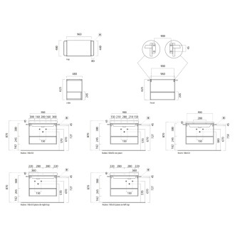 NUBES/NORM konstrukce pod umyvadlo 100x50cm, černá mat/ořech