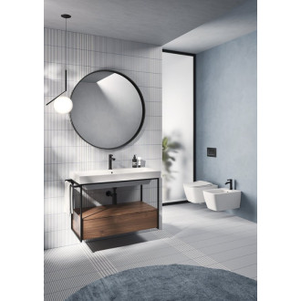 NUBES/NORM konstrukce pod umyvadlo 100x50cm, černá mat/ořech