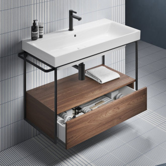 NUBES/NORM konstrukce pod umyvadlo 80x50cm, černá mat/ořech