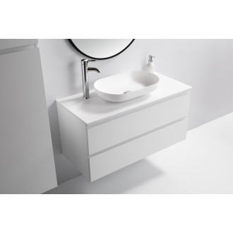 CERANO - Kúpeľňová doska z liateho mramoru Elanys - 12 mm - biela matná - 100 cm