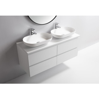 CERANO - Kúpeľňová doska z liateho mramoru Elanys - 12 mm - biela matná - 120 cm