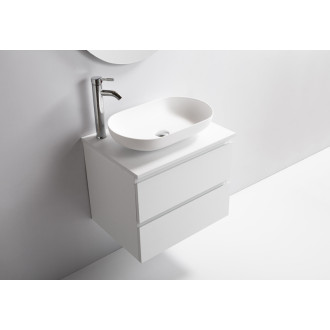 CERANO - Kúpeľňová doska z liateho mramoru Elanys - 12 mm - biela matná - 70 cm