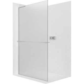 CERANO - Sprchová zástěna Walk-in Onyx L-levá vzpěra + polička/držák na ručníky - 8 mm - chrom, mléčné sklo - 30x200 cm