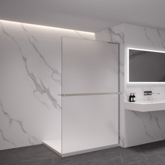 CERANO - Sprchová zástěna Walk-in Onyx L-pravá vzpěra + polička/držák na ručníky - 8 mm - chrom, mléčné sklo - 30x200 cm